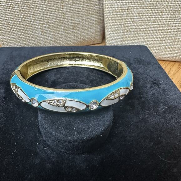 Sequin Nordstrom Multicolor Gold Tone Statement Enamel Bangle Bracelet # 423 - Picture 2 of 3